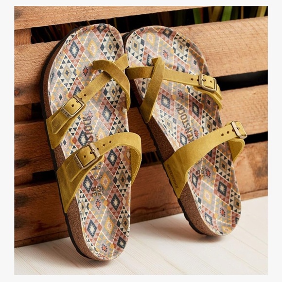 Birkenstock Shoes - Birkenstock Mustard Suede Women's Sandals size 39